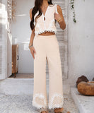 Mishaia Geometric Color Blocking Pantsuit – Relaxation and Vacation Trend