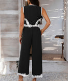 Mishaia Geometric Color Blocking Pantsuit – Relaxation and Vacation Trend
