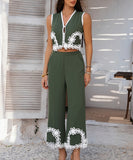 Mishaia Geometric Color Blocking Pantsuit – Relaxation and Vacation Trend