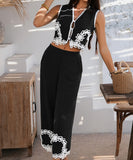 Mishaia Geometric Color Blocking Pantsuit – Relaxation and Vacation Trend