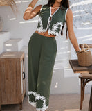 Mishaia Geometric Color Blocking Pantsuit – Relaxation and Vacation Trend