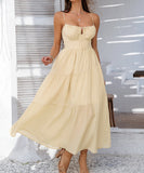 Chic Solid Color High-Waisted Halter Dress for Effortless Style