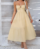 Chic Solid Color High-Waisted Halter Dress for Effortless Style