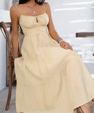 Chic Solid Color High-Waisted Halter Dress for Effortless Style