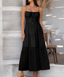 Chic Solid Color High-Waisted Halter Dress for Effortless Style