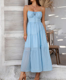 Chic Solid Color High-Waisted Halter Dress for Effortless Style