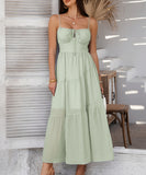 Chic Solid Color High-Waisted Halter Dress for Effortless Style