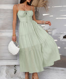 Chic Solid Color High-Waisted Halter Dress for Effortless Style