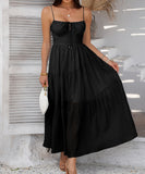 Chic Solid Color High-Waisted Halter Dress for Effortless Style