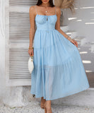 Chic Solid Color High-Waisted Halter Dress for Effortless Style