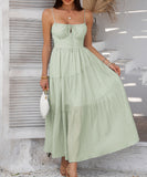 Chic Solid Color High-Waisted Halter Dress for Effortless Style