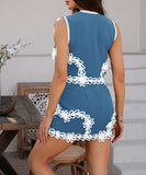 BohoVibe Geometric Color-Blocking Short Pants Dress – Casual Vacation Style