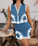 BohoVibe Geometric Color-Blocking Short Pants Dress – Casual Vacation Style