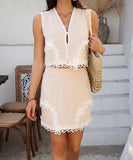 BohoVibe Geometric Color-Blocking Short Pants Dress – Casual Vacation Style