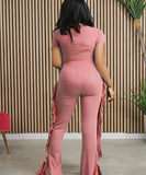 Fringed Figure-Hugging One-Piece Suit in Multiple Vibrant Colors