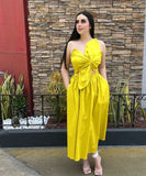 Solid Color One-Shoulder Flower Hollowed Dress for Summer