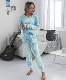 Large Size Loose Tie-Dye Long Sleeve Home Wear Set for Comfort