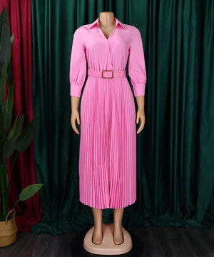 High Waist Pleated Fashionable Dress