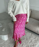 Fashionable Fish-Tail Printed Half Skirt for Women in Deep Pink and Light Pink