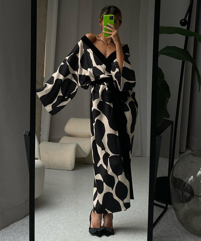 Chic Plus-Size Cool Dressing Gown with Seven-Point Sleeves