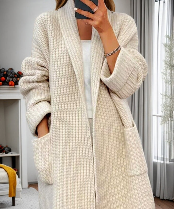 Chic V-Neck Knit Cardigan with Functional Pockets