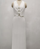 Sleeveless Tank Top Two Piece Set With Pleated Sleeves Women