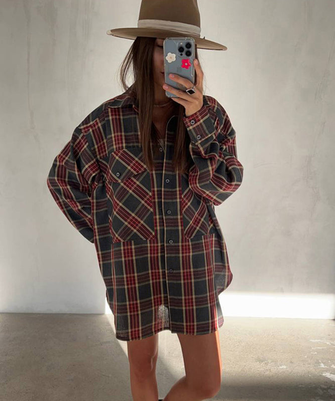 Chic Plaid Mid-Length Loose Shirt Jacket for Effortless Style