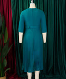 Tailored Blazer Style Dress with Pleated Front and Wide Waist Large
