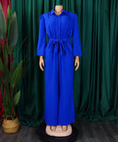 Fashion Long Sleeve Solid Color High Waist Plus Size Romper