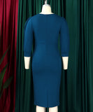 Fashionable Solid Color Round Neck Figure Hugging Dress