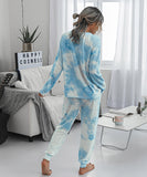 Large Size Loose Tie-Dye Long Sleeve Home Wear Set for Comfort