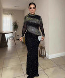 Chic Semi-High Neck Sexy Drill Skirt With Hip Wrap
