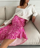 Fashionable Fish-Tail Printed Half Skirt for Women in Deep Pink and Light Pink