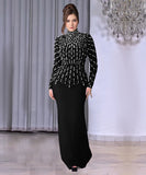 Slim-Fit Beaded Strapless Dress With Rhinestones Evening