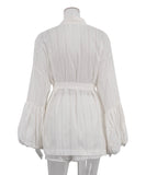 Loose Belted Long Sleeve Cardigan and Short Pants Set