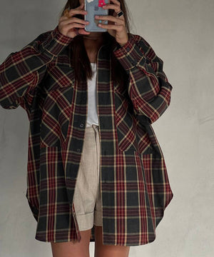 Chic Plaid Mid-Length Loose Shirt Jacket for Effortless Style