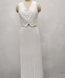 Sleeveless Tank Top Two Piece Set With Pleated Sleeves Women