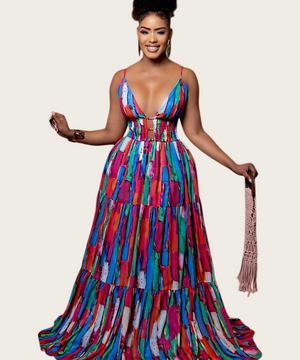 Halter Backless Dress Printed For Night Out Events