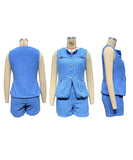 Floral Short Sleeve Vest And Textured Shorts Set For Women