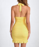 Sexy Neck-Wrap Pleated Full-Skirt Dress in Vibrant Colors