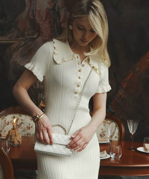 Ruffled Little Fragrance Dress in Sunny Yellow and White