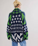 Relaxed Floral Print Cardigan For Women Long Sleeve