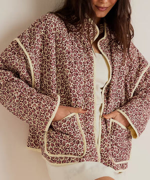 Relaxed Floral Pocketed Cardigan Coat Lightweight Chic