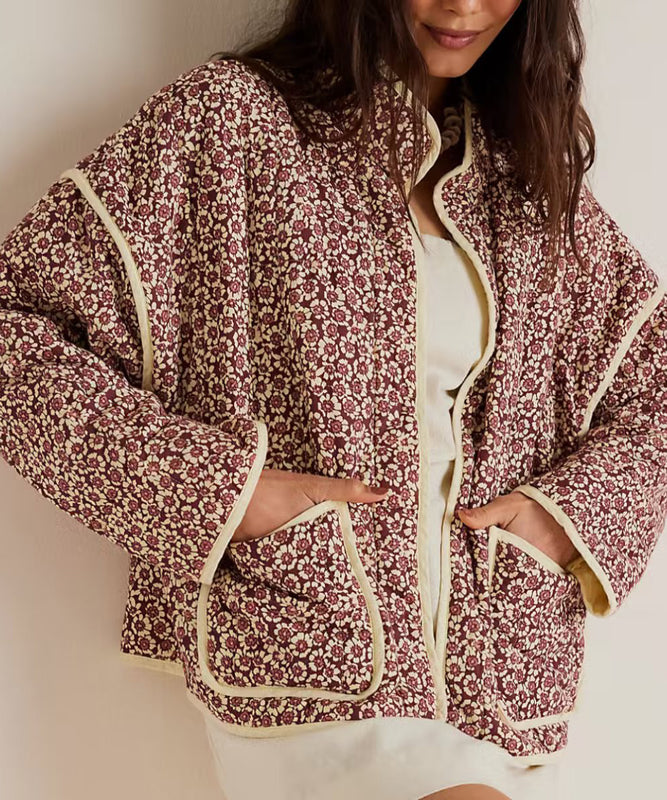 Relaxed Floral Pocketed Cardigan Coat Lightweight Chic