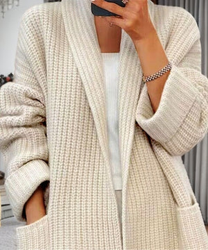 Chic V-Neck Knit Cardigan with Functional Pockets