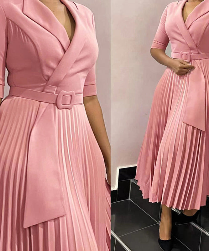 Tailored Blazer Style Dress with Pleated Front and Wide Waist Large