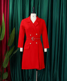 High Waisted Fashionable Pleated Patchwork Mid Length Suit Dress