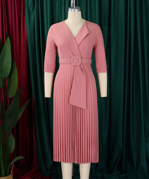 Tailored Blazer Style Dress with Pleated Front and Wide Waist Large