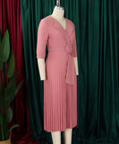 Tailored Blazer Style Dress with Pleated Front and Wide Waist Large