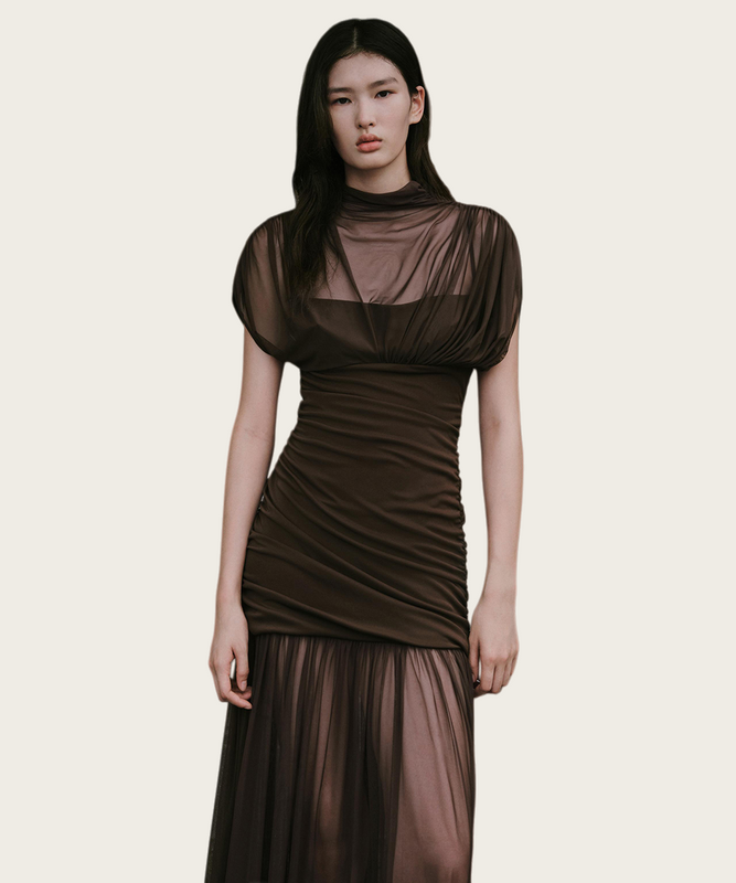 Sexy Mesh See-Through High-Waist Dress Flattering Silhouette With Stretch Comfort For Nightlife